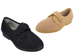 DAMEN PANTOFFEL AUS NETZ MIT KLETTVERSCHLUSS 5555420 Pantoffeln Textil Damen